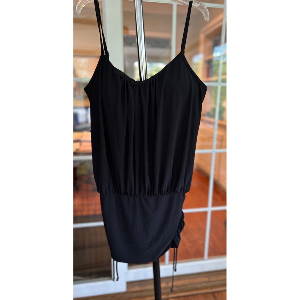 EUC Magicsuit Black Shelley Shirred Waist Tankini Top with Ruched Sides Size 16
